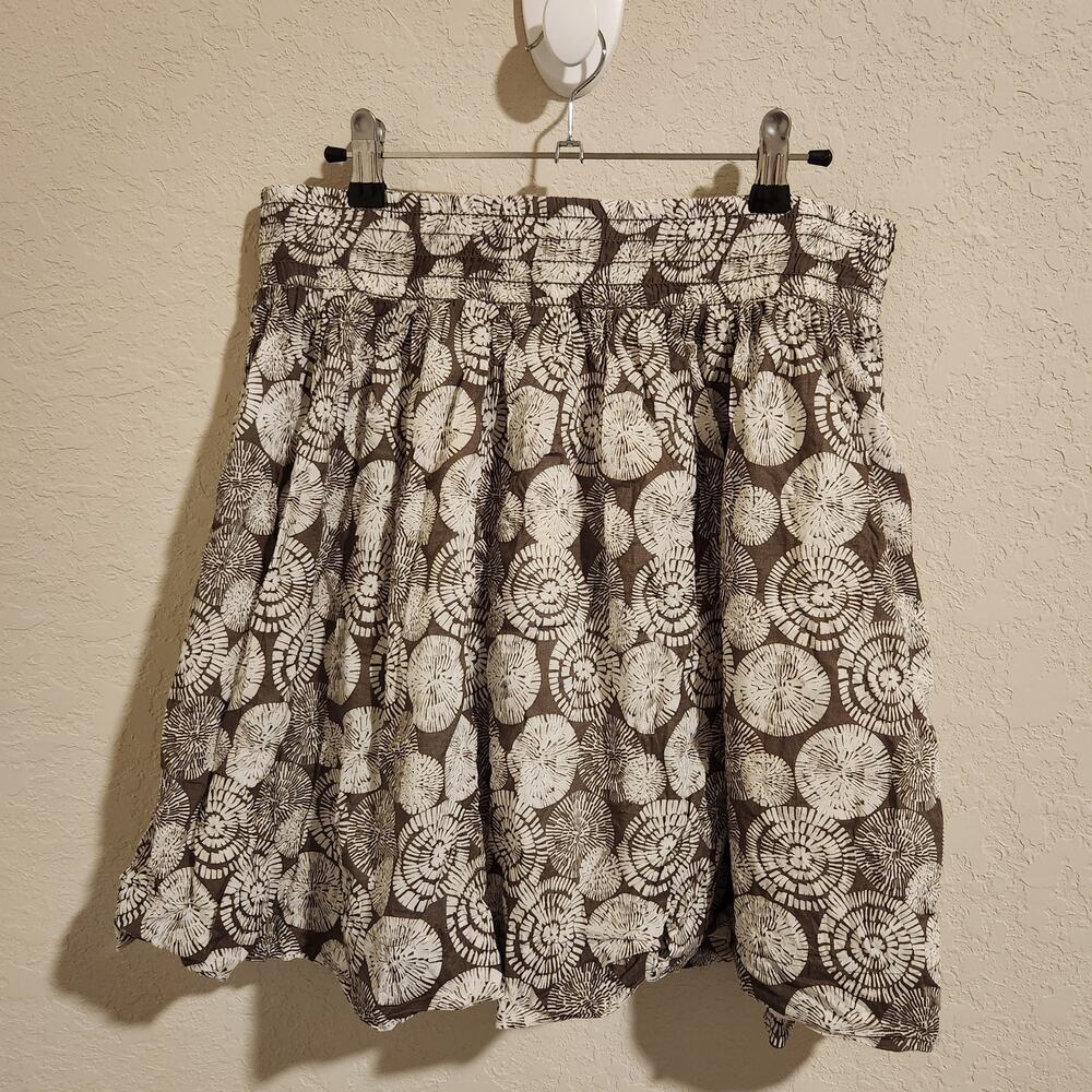 Banana Republic Geometric Cotton Mini Skirt Brown Taupe Cream Size 8 Earthy